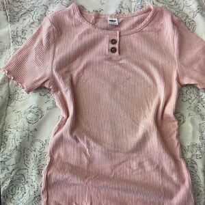 Old Navy Pink Short Sleeve Ribbed Tee